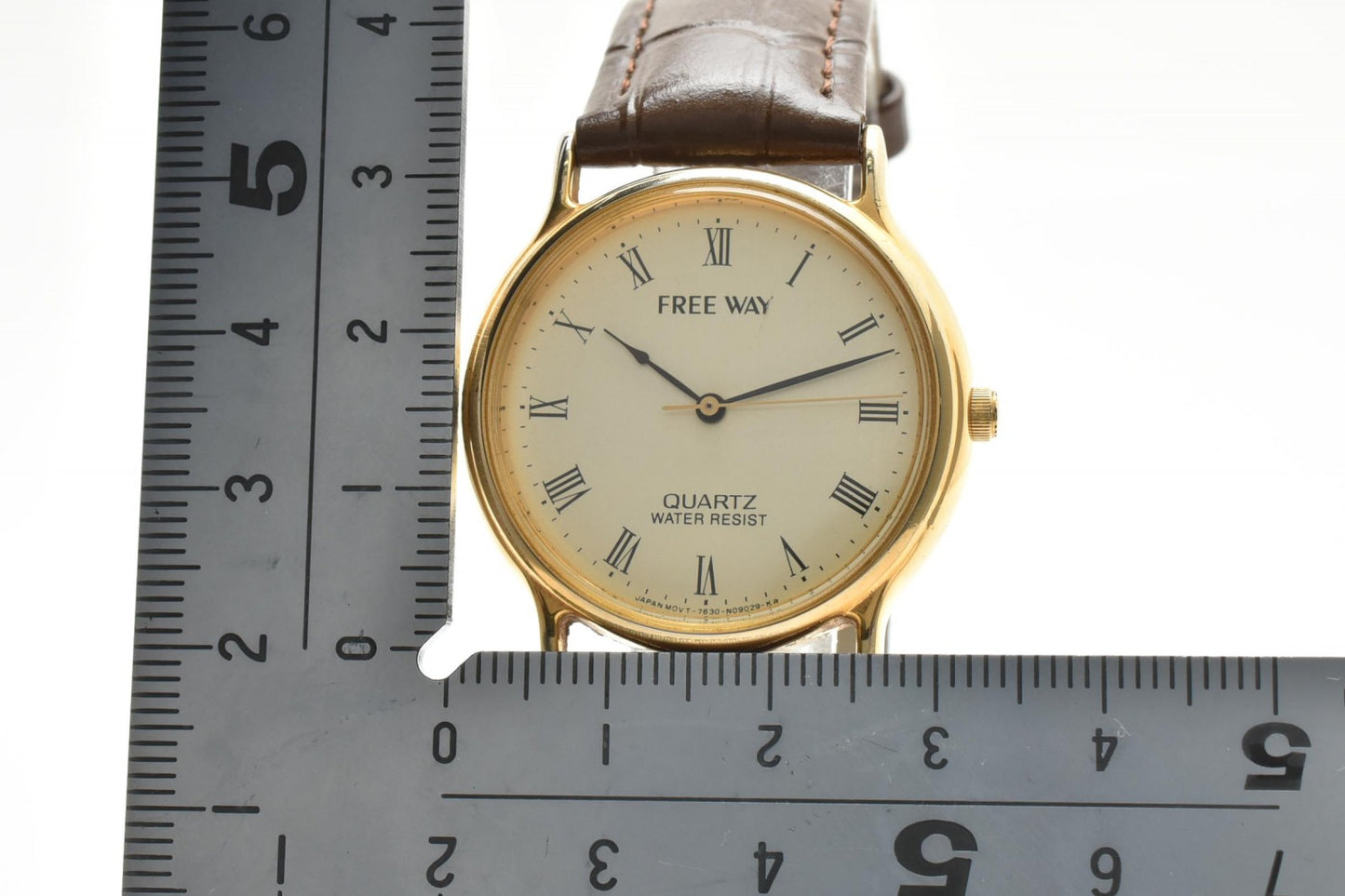 シチズン CITIZEN Free Way 7630-S34286 クオーツ メンズ腕時計 ローマンインデックス ゴールド文字盤 レザーベルト