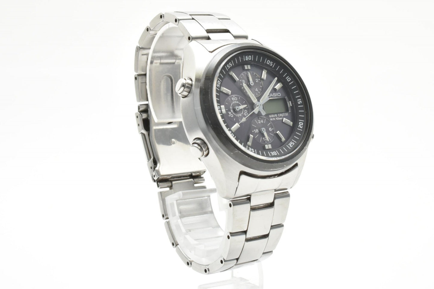 カシオ CASIO Wave Ceptor WVQ-500 電波ソーラー クロノグラフ メンズ腕時計 パープル文字盤 ステンレス