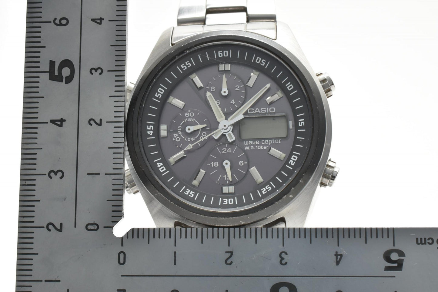 カシオ CASIO Wave Ceptor WVQ-500 電波ソーラー クロノグラフ メンズ腕時計 パープル文字盤 ステンレス