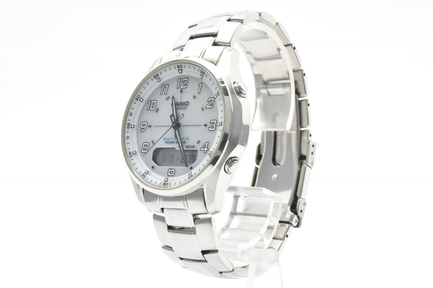 カシオ CASIO Lineage LCW-M100 電波ソーラー メンズ腕時計 アナデジ グレー文字盤 ステンレス