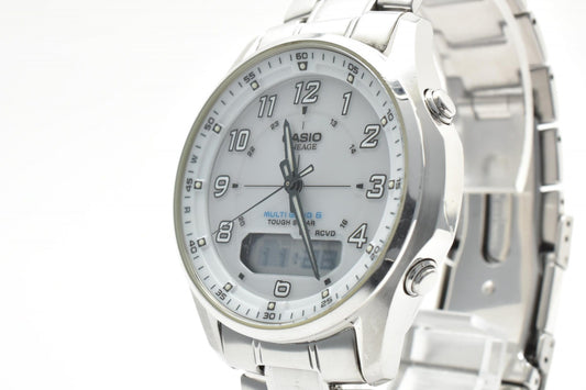 カシオ CASIO Lineage LCW-M100 電波ソーラー メンズ腕時計 アナデジ グレー文字盤 ステンレス