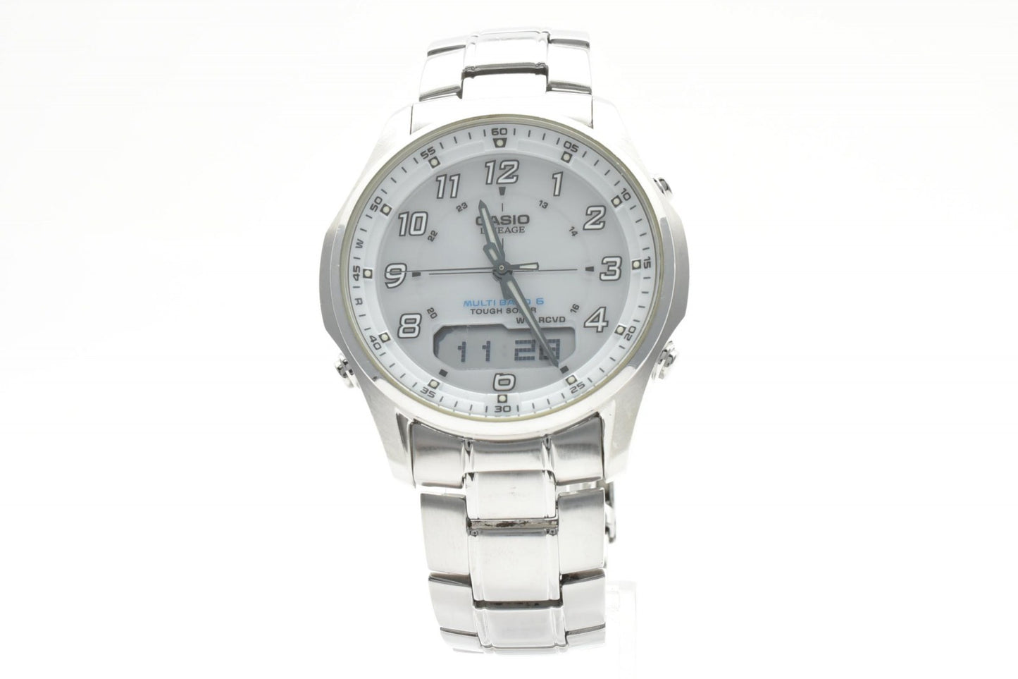 カシオ CASIO Lineage LCW-M100 電波ソーラー メンズ腕時計 アナデジ グレー文字盤 ステンレス