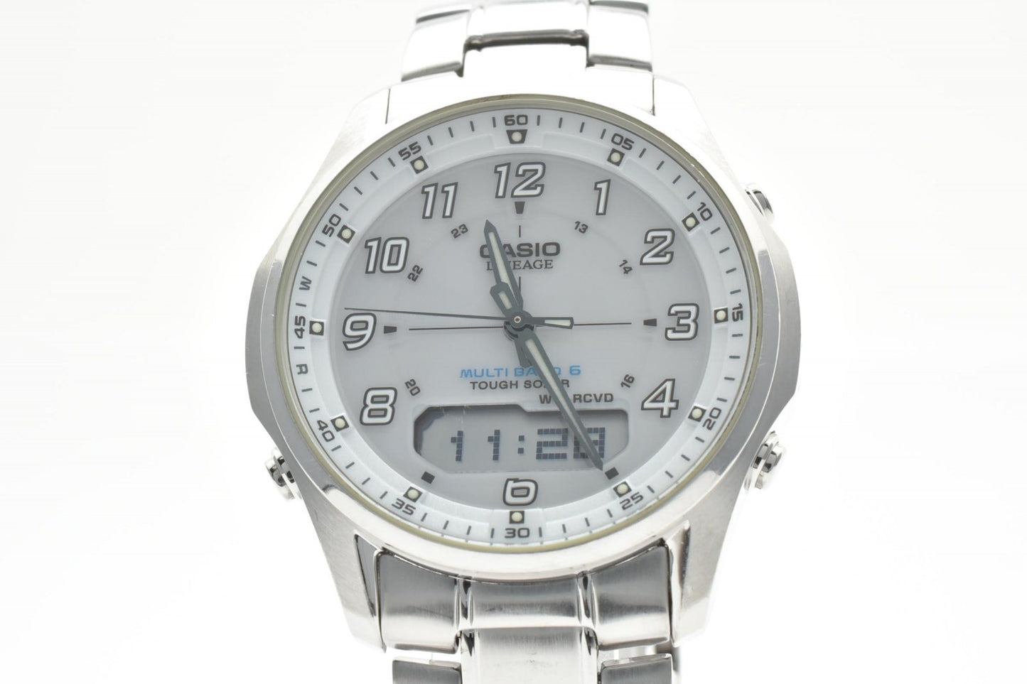 カシオ CASIO Lineage LCW-M100 電波ソーラー メンズ腕時計 アナデジ グレー文字盤 ステンレス