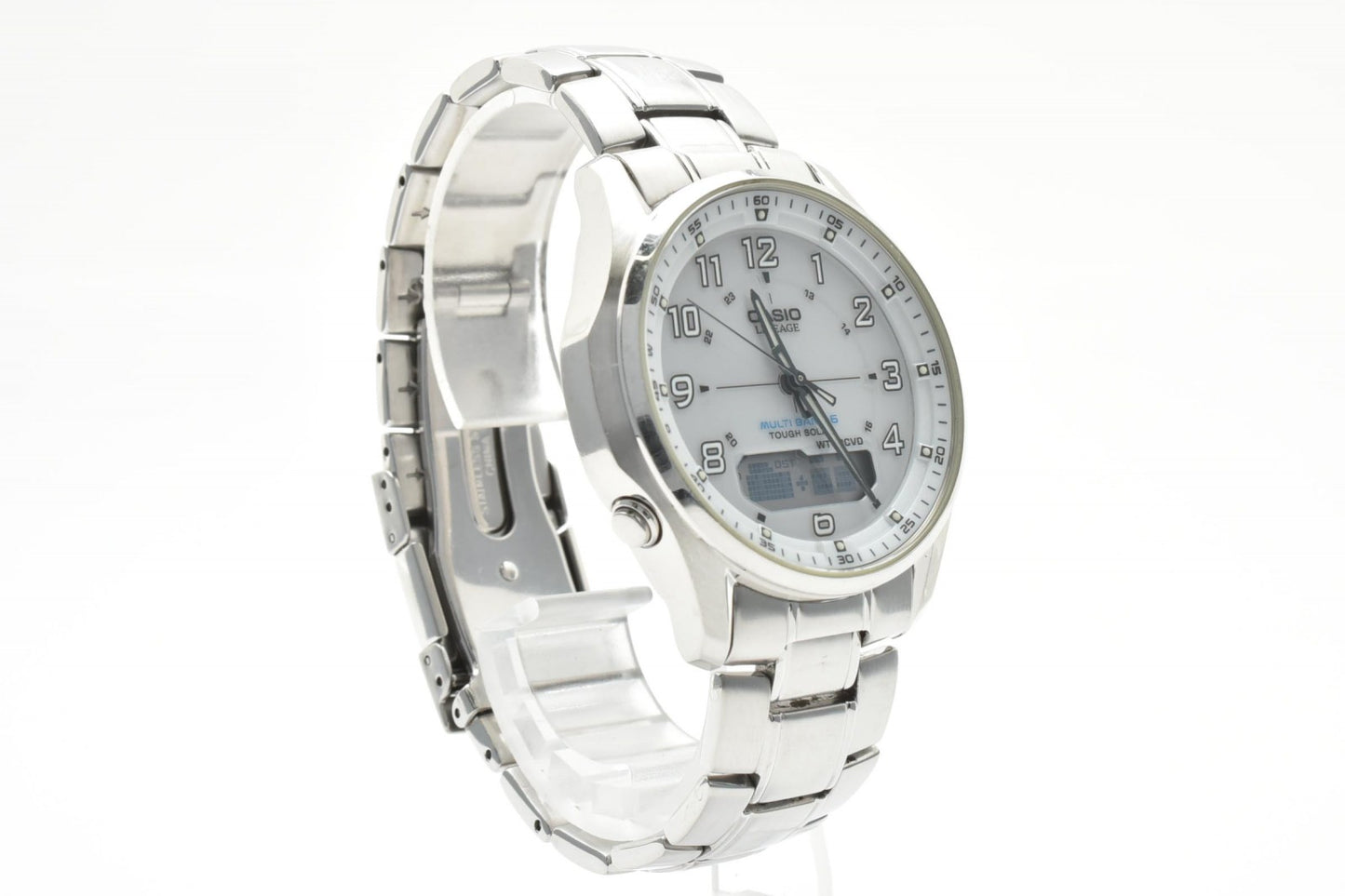カシオ CASIO Lineage LCW-M100 電波ソーラー メンズ腕時計 アナデジ グレー文字盤 ステンレス