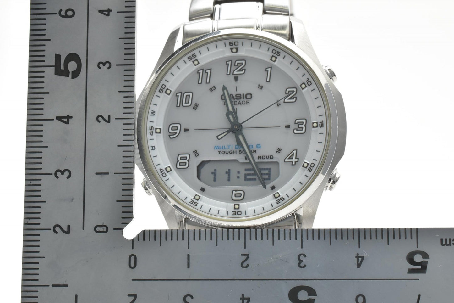 カシオ CASIO Lineage LCW-M100 電波ソーラー メンズ腕時計 アナデジ グレー文字盤 ステンレス