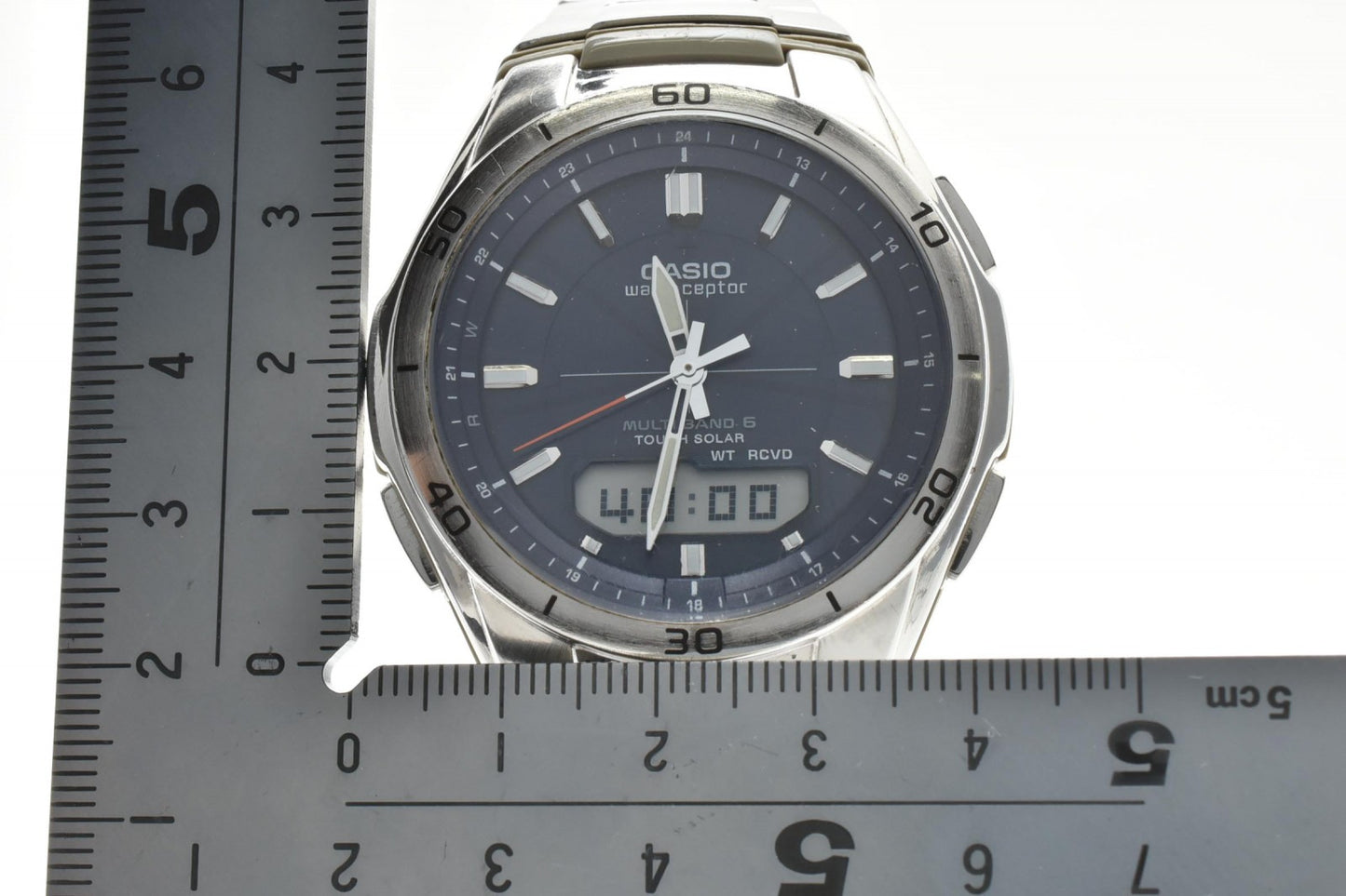 カシオ CASIO Wave Ceptor WVA-M640 電波ソーラー メンズ腕時計 ネイビー文字盤 アナデジ ステンレス