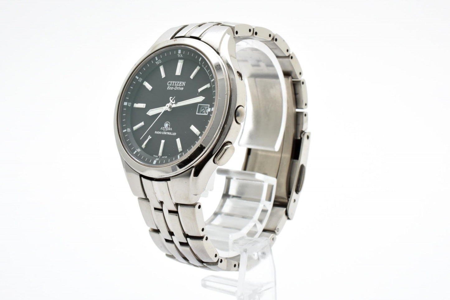 シチズン CITIZEN ATTESA H415-T008631 エコドライブ 電波ソーラー チタン メンズ 腕時計 ブラック文字盤 アテッサ