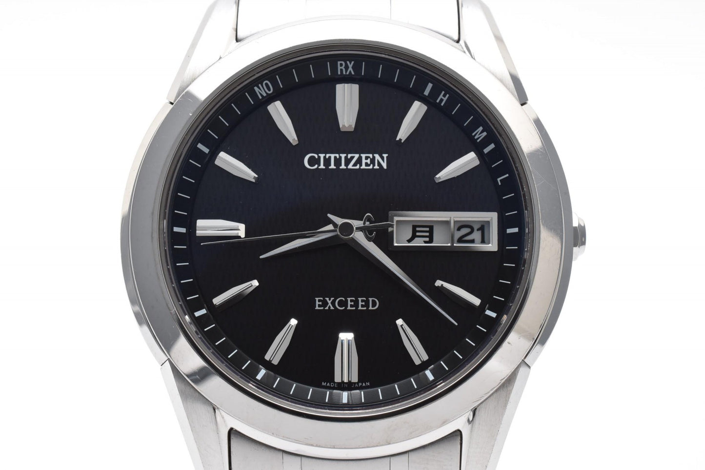 美品 シチズン CITIZEN Exceed H10B-T15620 メンズ腕時計 エコドライブ チタン ブラック文字盤 デイデイト エクシード