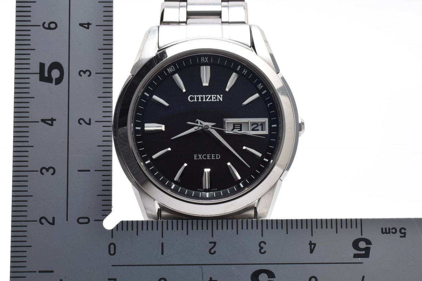 美品 シチズン CITIZEN Exceed H10B-T15620 メンズ腕時計 エコドライブ チタン ブラック文字盤 デイデイト エクシード