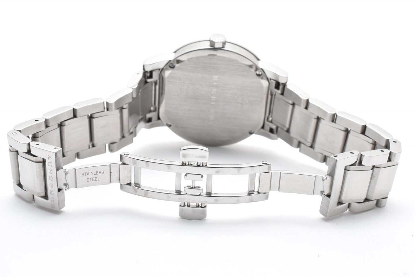 バーバリー Burberry BU9000 メンズ腕時計 シルバー文字盤 デイト表示 ステンレススチール クォーツ ラウンドケース 38mm