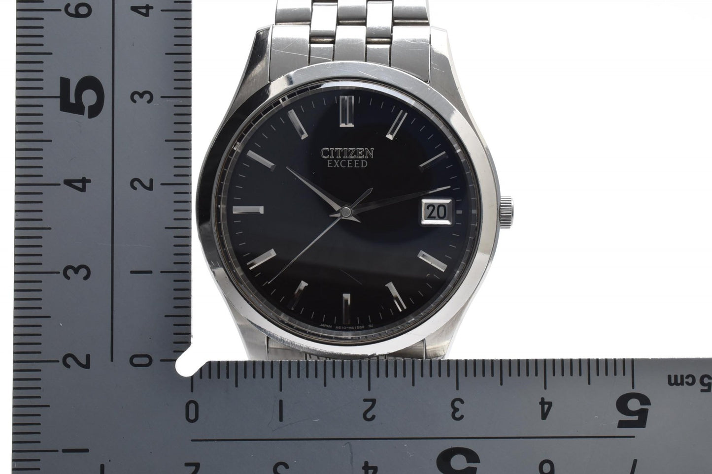 シチズン Citizen EXCEED エクシード A670-H20479 メンズ腕時計 ブラック文字盤 デイト表示 ソーラー エコドライブ ステンレススチール 35mm