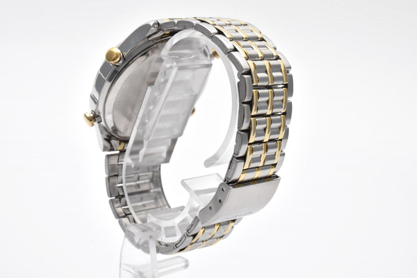 カシオ Casio AW-600 アナデジ メンズ腕時計 シルバー文字盤 コンビカラー ステンレススチール クォーツ 多機能表示 ヴィンテージ 1990年代 2000年代