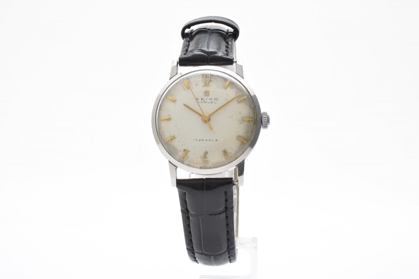 セイコー Seiko Marvel J13016 メンズ腕時計 手巻き 17石 アイボリー文字盤 ヴィンテージ 1950年代 レザーベルト