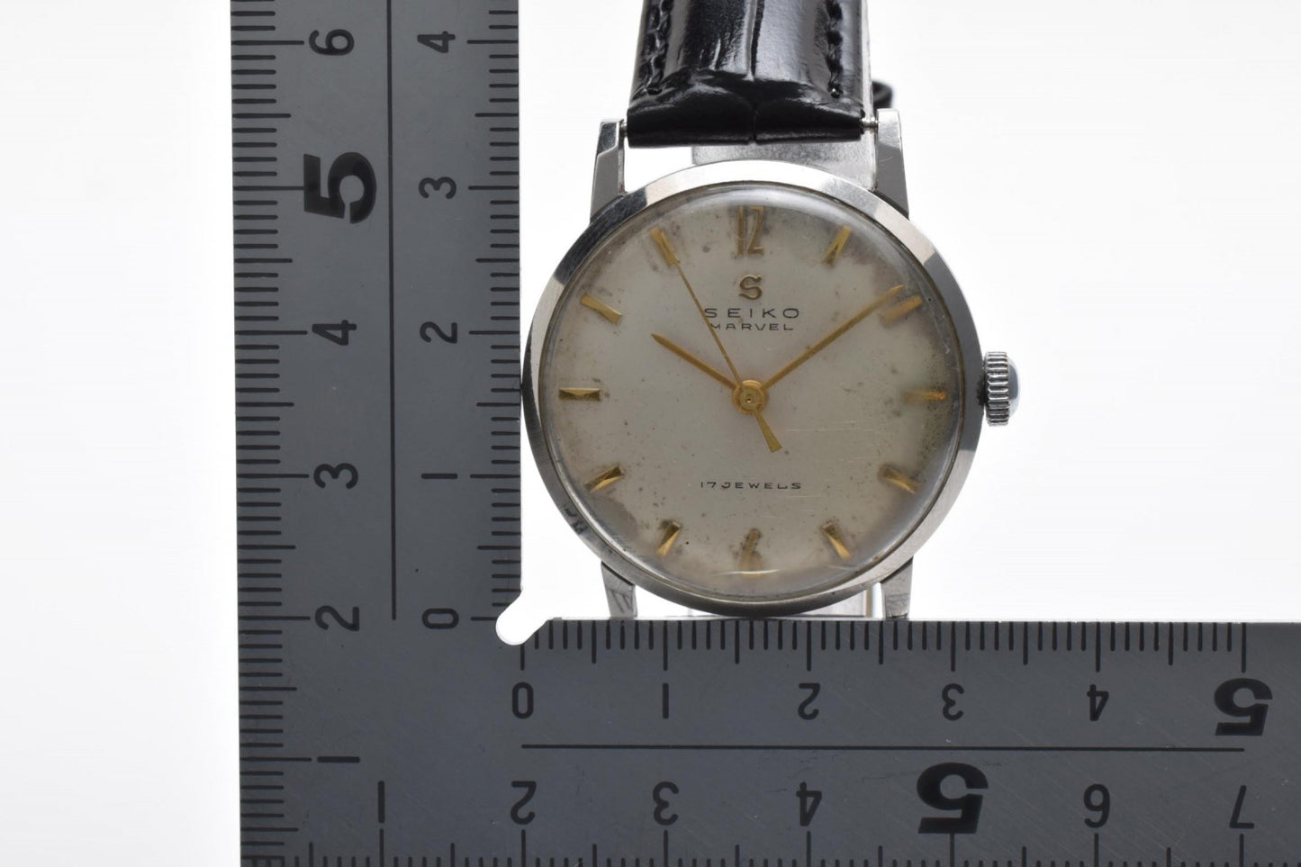 セイコー Seiko Marvel J13016 メンズ腕時計 手巻き 17石 アイボリー文字盤 ヴィンテージ 1950年代 レザーベルト
