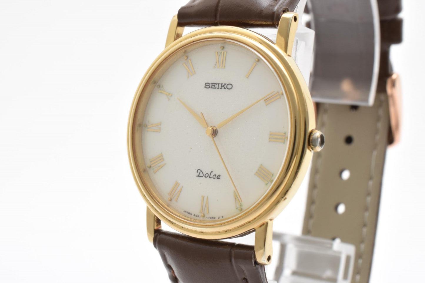 セイコー Seiko Dolce 8N41-7030 メンズ腕時計 クオーツ 薄型 ドレスウォッチ ローマンインデックス シルバーダイヤル ヴィンテージ