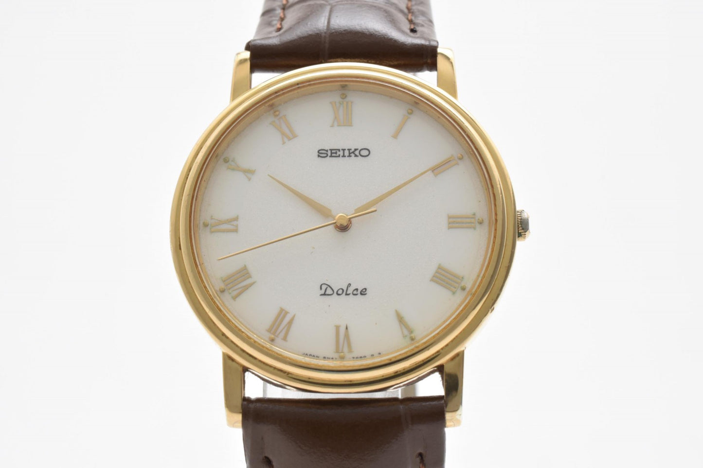 セイコー Seiko Dolce 8N41-7030 メンズ腕時計 クオーツ 薄型 ドレスウォッチ ローマンインデックス シルバーダイヤル ヴィンテージ