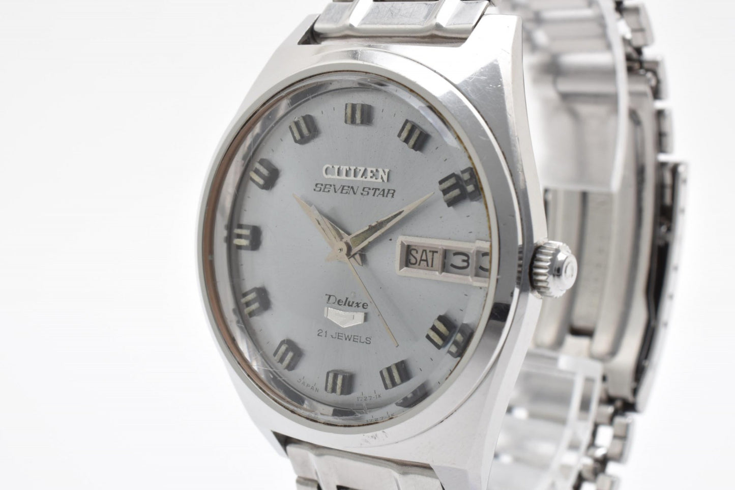 シチズン Citizen Seven Star Deluxe 4-520246Y 自動巻き メンズ腕時計 21石 デイデイト シルバーグレーダイヤル ヴィンテージ 1970年代