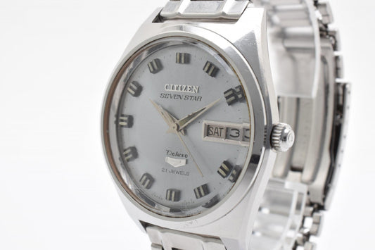 シチズン Citizen Seven Star Deluxe 4-520246Y 自動巻き メンズ腕時計 21石 デイデイト シルバーグレーダイヤル ヴィンテージ 1970年代
