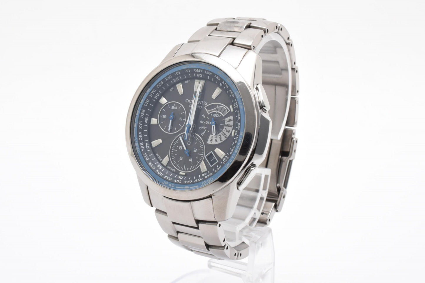 カシオ Casio OCEANUS OCW-M700 メンズ腕時計 電波ソーラー クロノグラフ チタン ブラック文字盤 オシアナス 箱 コマ付き