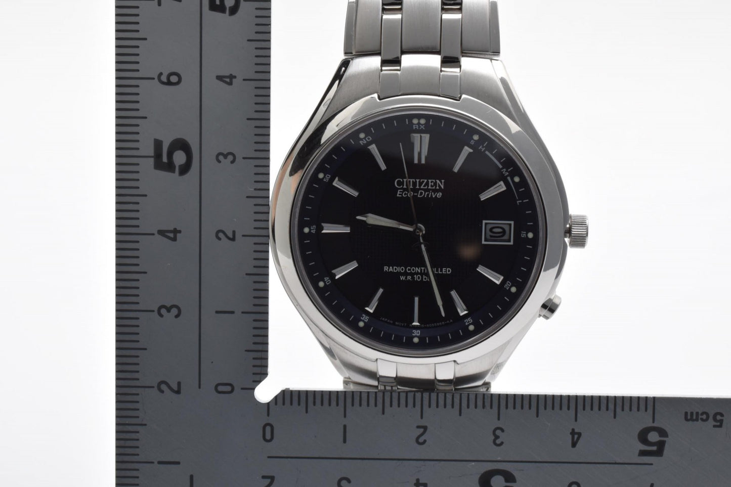 シチズン Citizen H415-S033047 メンズ腕時計 エコドライブ 電波ソーラー ブラック文字盤 デイト ステンレススチール 箱付き