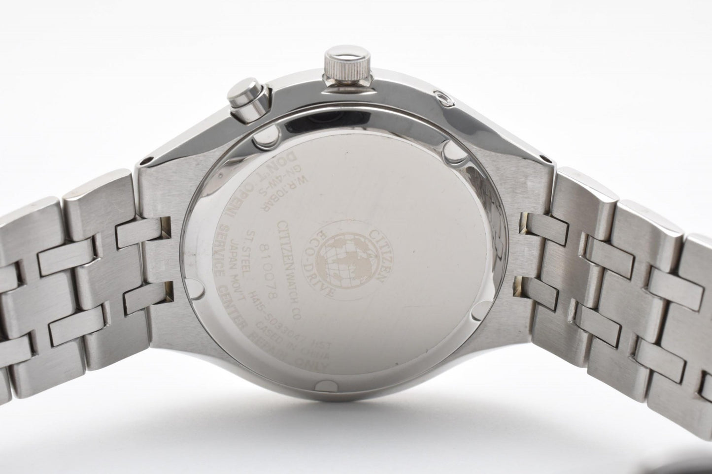 シチズン Citizen H415-S033047 メンズ腕時計 エコドライブ 電波ソーラー ブラック文字盤 デイト ステンレススチール 箱付き