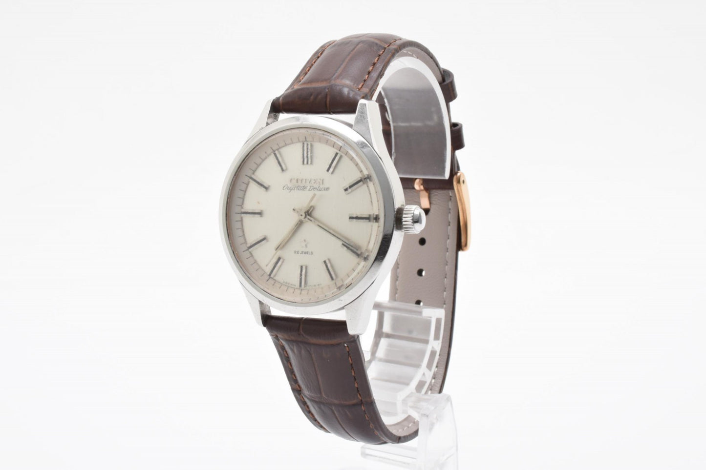シチズン Citizen Crystal Deluxe H00S 3003-T 手巻き メンズ腕時計 ホワイト文字盤 22石 ステンレススチール レザーベルト ヴィンテージ 1970年代