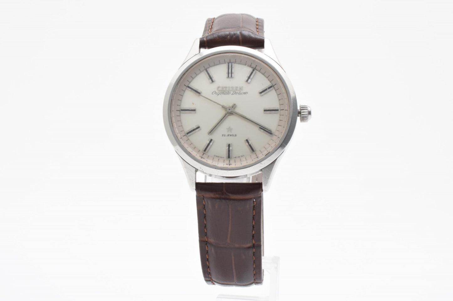 シチズン Citizen Crystal Deluxe H00S 3003-T 手巻き メンズ腕時計 ホワイト文字盤 22石 ステンレススチール レザーベルト ヴィンテージ 1970年代