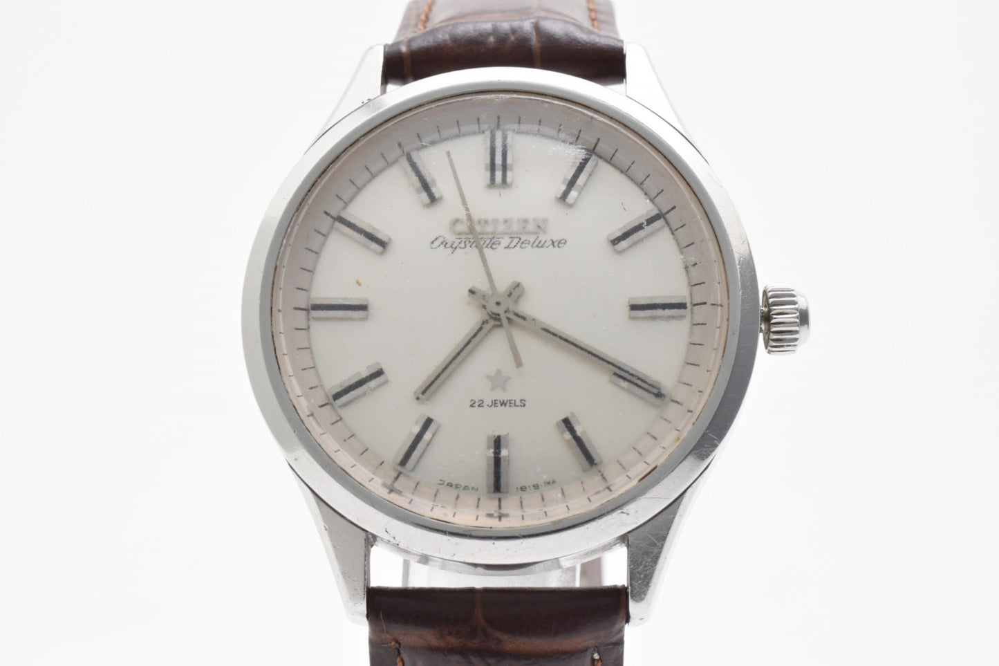 シチズン Citizen Crystal Deluxe H00S 3003-T 手巻き メンズ腕時計 ホワイト文字盤 22石 ステンレススチール レザーベルト ヴィンテージ 1970年代