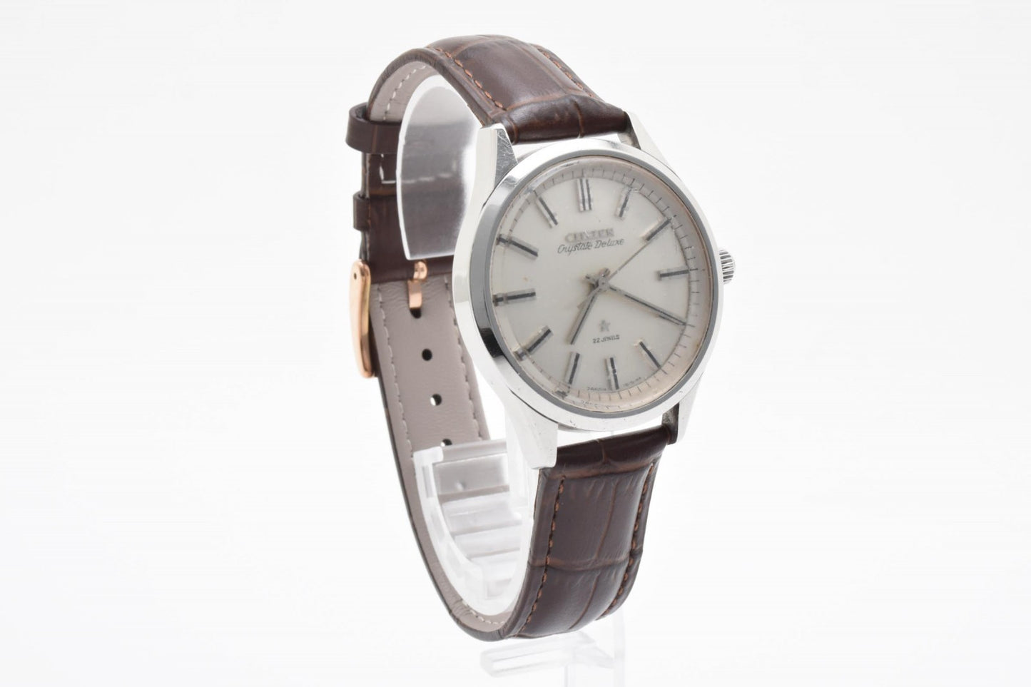 シチズン Citizen Crystal Deluxe H00S 3003-T 手巻き メンズ腕時計 ホワイト文字盤 22石 ステンレススチール レザーベルト ヴィンテージ 1970年代