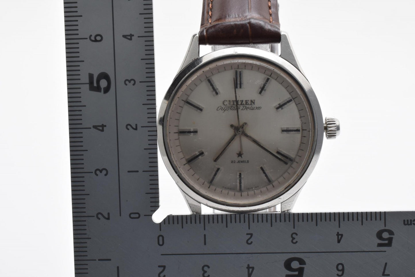 シチズン Citizen Crystal Deluxe H00S 3003-T 手巻き メンズ腕時計 ホワイト文字盤 22石 ステンレススチール レザーベルト ヴィンテージ 1970年代