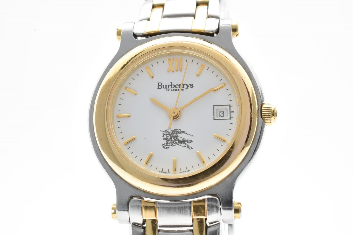 BURBERRY バーバリー 8100 レディース クォーツ 腕時計 デイト シルバー ゴールドコンビ ステンレス ドレスウォッチ