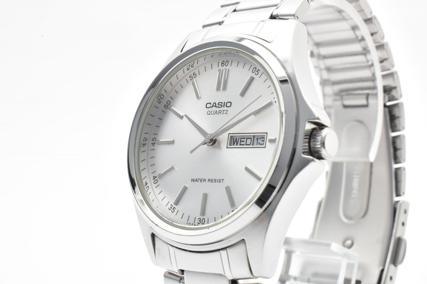 CASIO カシオ MTP-1239DJ メンズ クォーツ 腕時計 デイデイト シルバー文字盤 ステンレス ブレスウォッチ
