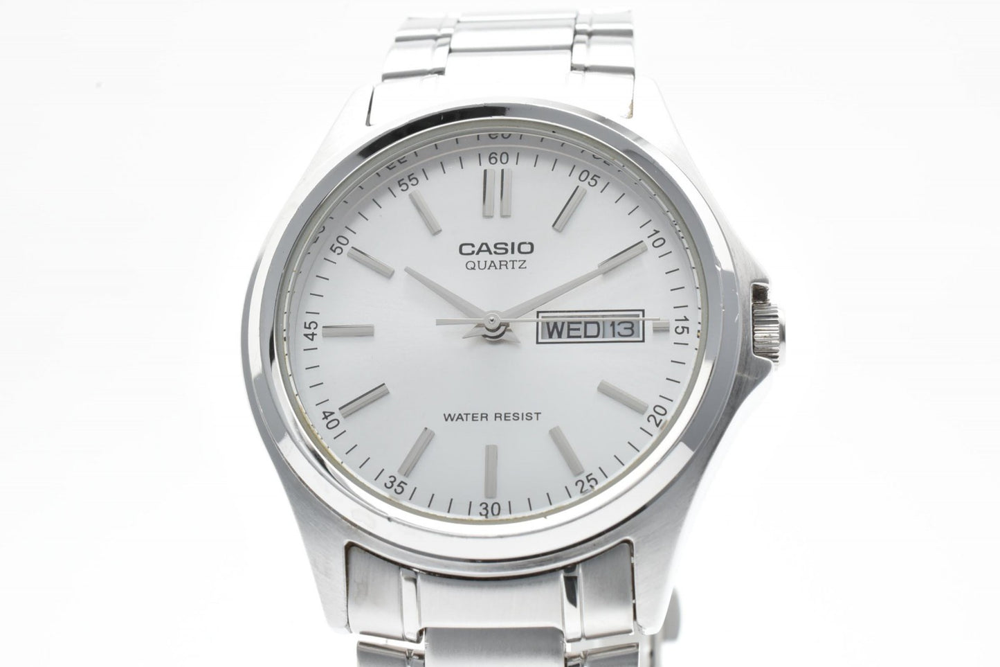 CASIO カシオ MTP-1239DJ メンズ クォーツ 腕時計 デイデイト シルバー文字盤 ステンレス ブレスウォッチ