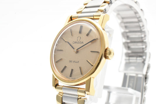 美品 OMEGA De Ville レディース 手巻き 腕時計 ゴールド文字盤 デビル ヴィンテージ オメガ