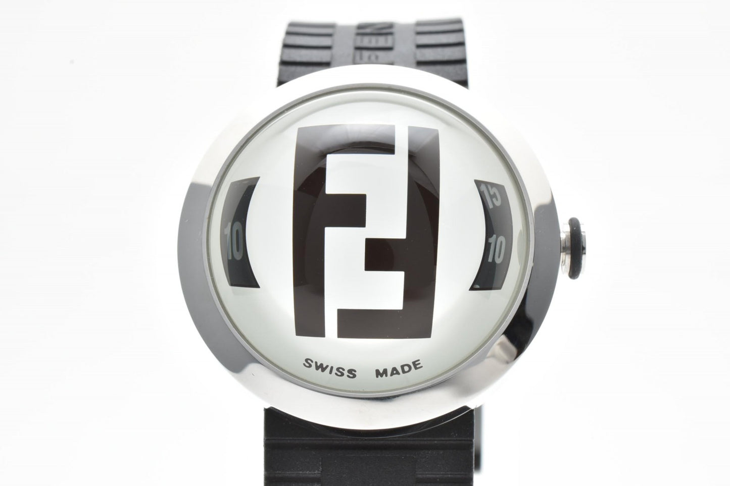 FENDI フェンディ ロゴダイヤル 腕時計 8010G ブラック ホワイト ラバーベルト スイス製 メンズ クォーツ