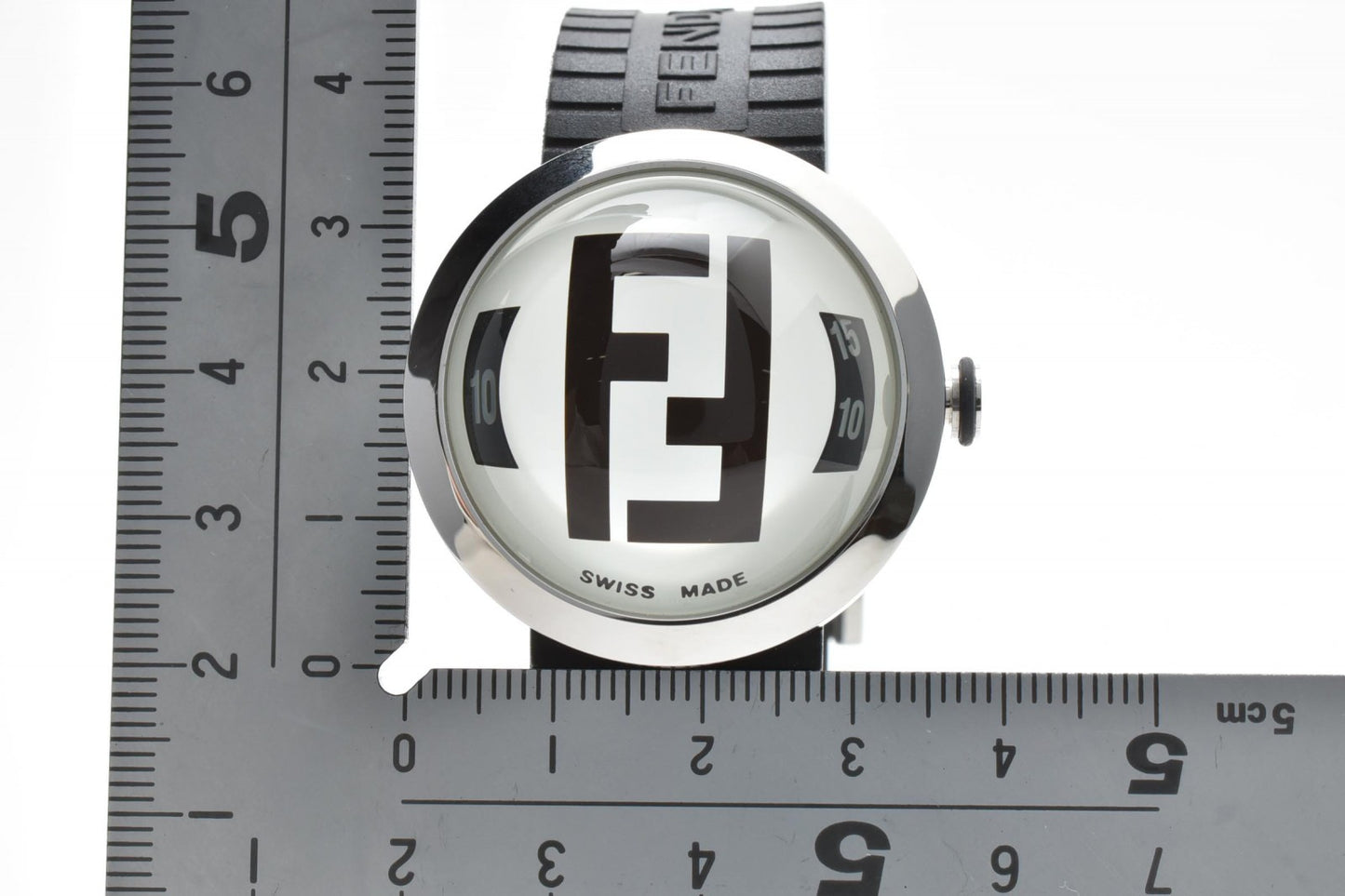 FENDI フェンディ ロゴダイヤル 腕時計 8010G ブラック ホワイト ラバーベルト スイス製 メンズ クォーツ