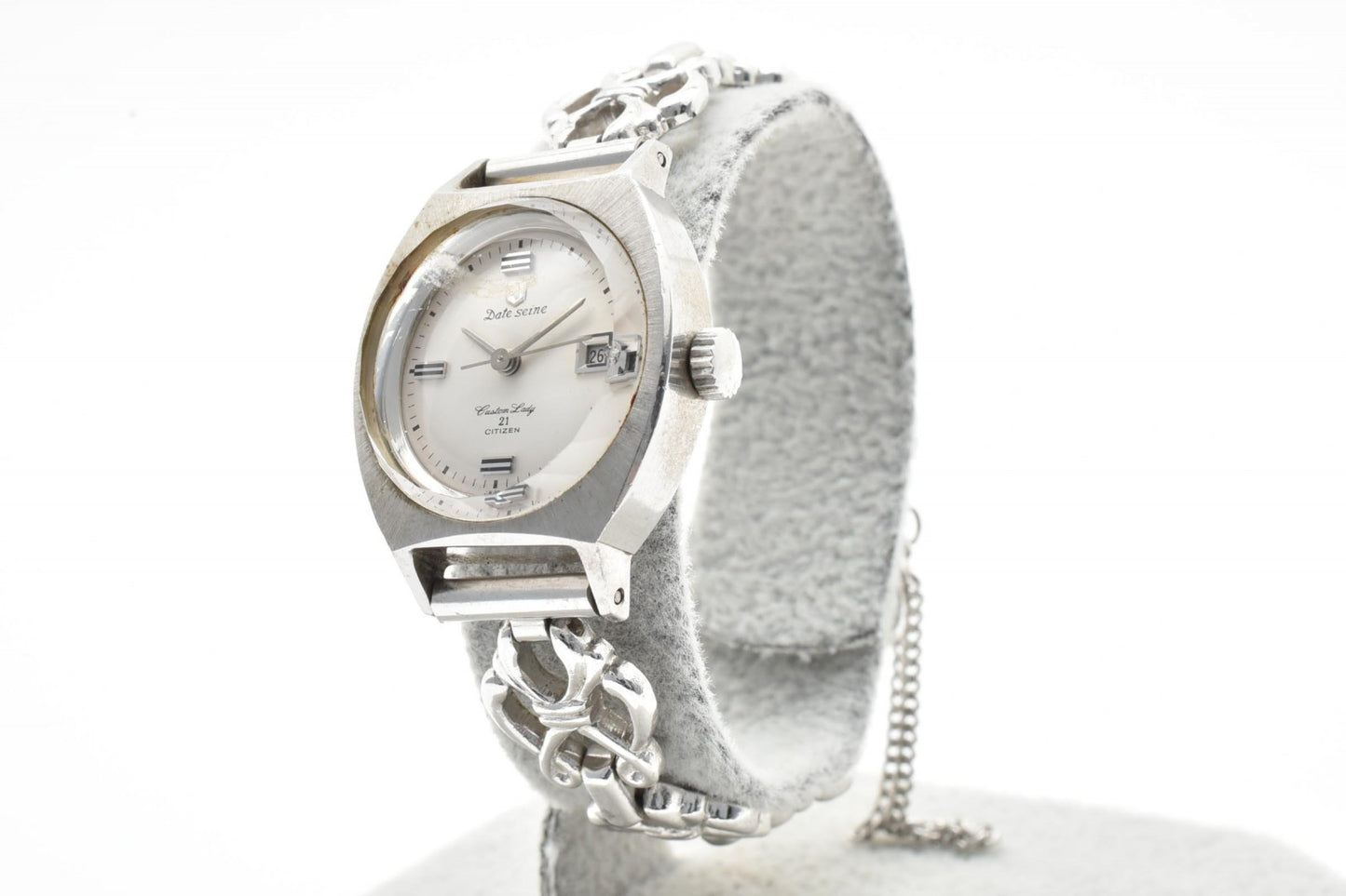 CITIZEN シチズン Date Seine 21石 手巻き レディース 腕時計 シルバー デイト ヴィンテージ チェーンブレス