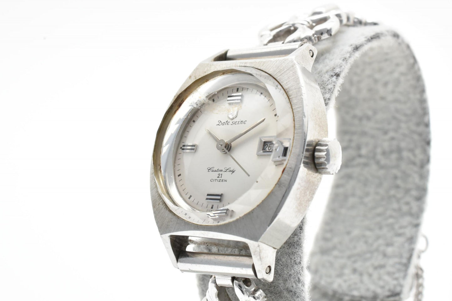 CITIZEN シチズン Date Seine 21石 手巻き レディース 腕時計 シルバー デイト ヴィンテージ チェーンブレス
