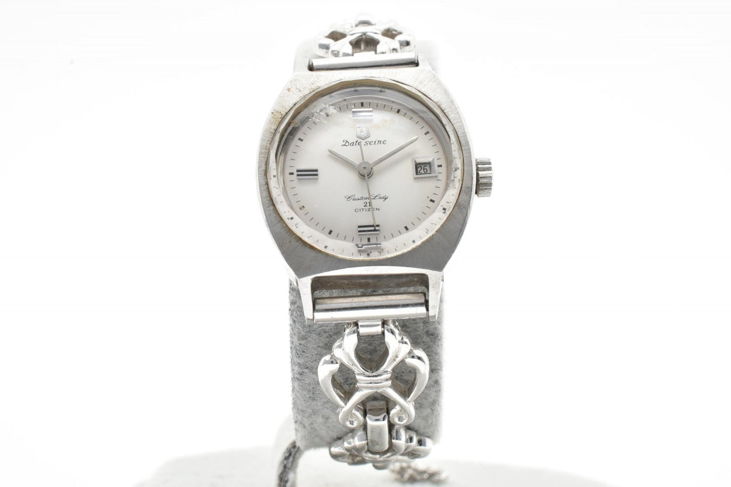 CITIZEN シチズン Date Seine 21石 手巻き レディース 腕時計 シルバー デイト ヴィンテージ チェーンブレス