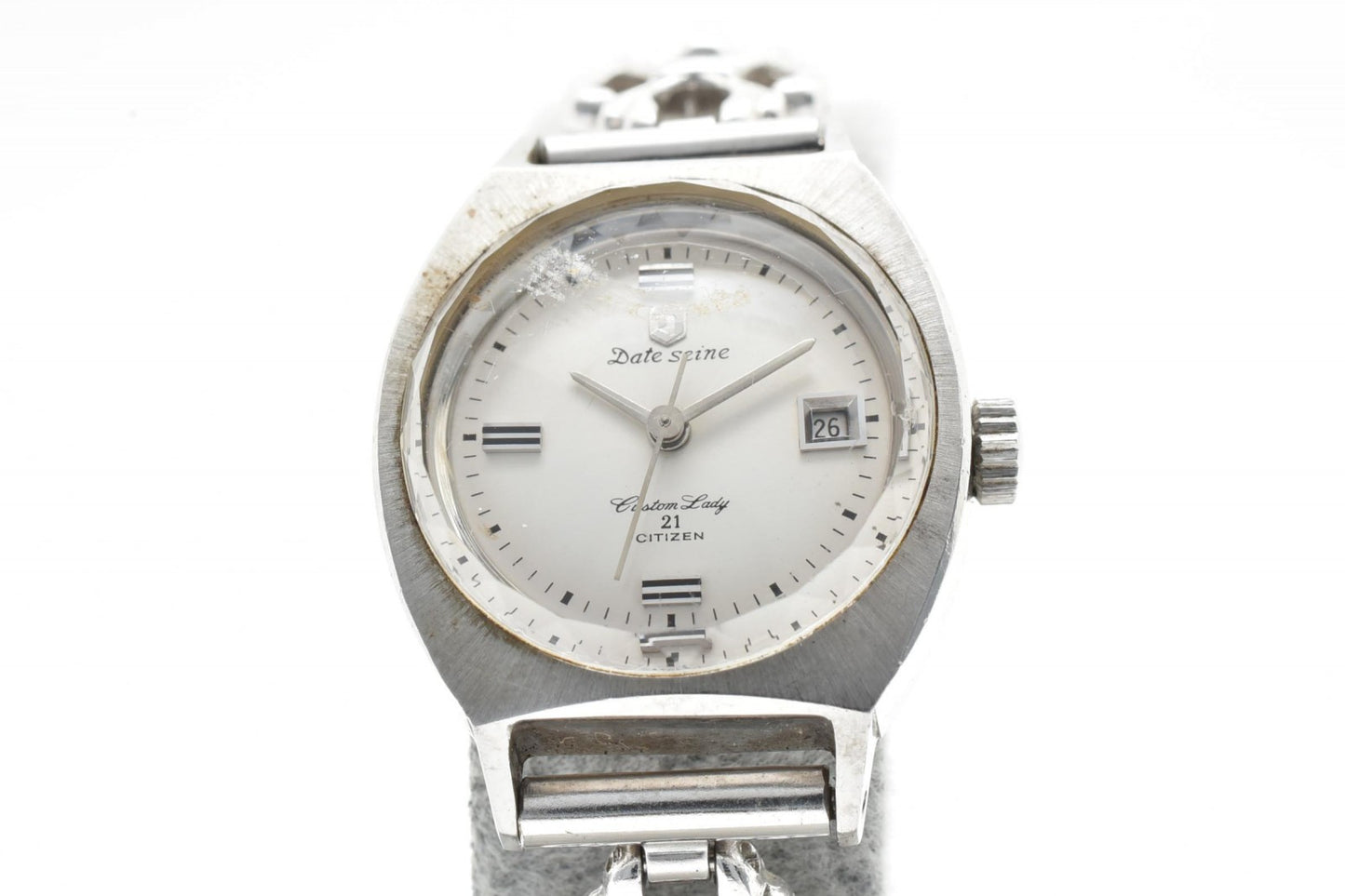 CITIZEN シチズン Date Seine 21石 手巻き レディース 腕時計 シルバー デイト ヴィンテージ チェーンブレス