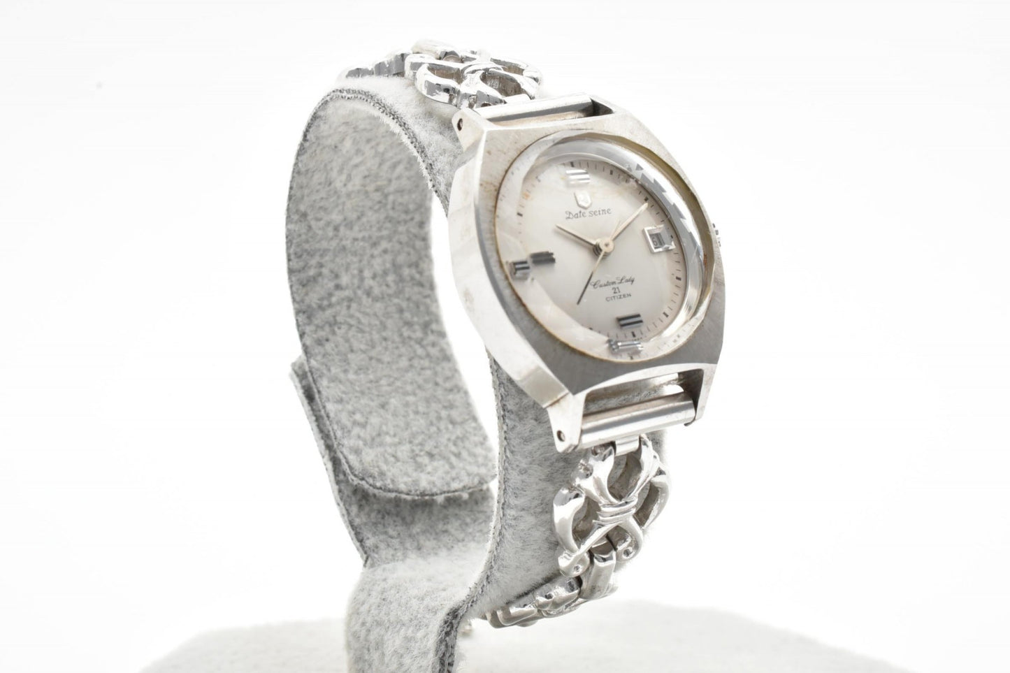 CITIZEN シチズン Date Seine 21石 手巻き レディース 腕時計 シルバー デイト ヴィンテージ チェーンブレス