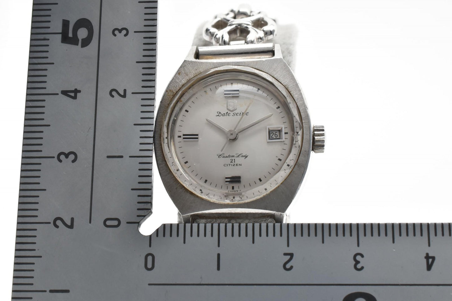 CITIZEN シチズン Date Seine 21石 手巻き レディース 腕時計 シルバー デイト ヴィンテージ チェーンブレス