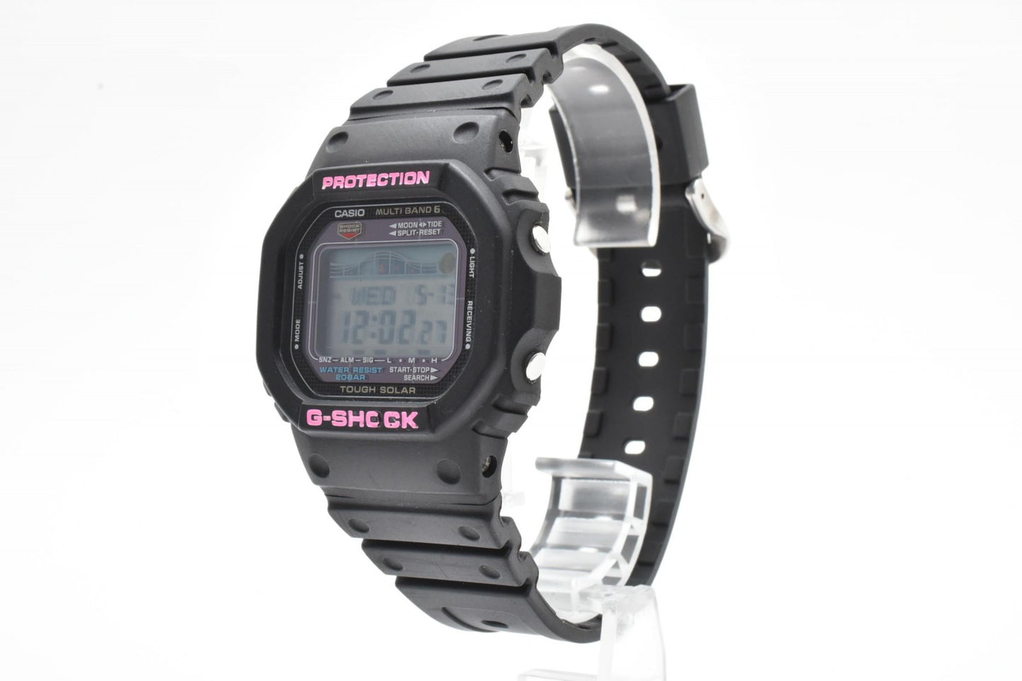 CASIO G-SHOCK GWX-5600 電波ソーラー デジタル メンズ 腕時計 ブラック ピンク スクエアフェイス
