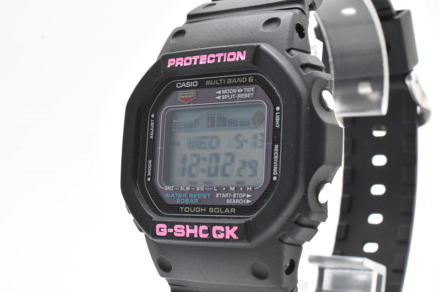 CASIO G-SHOCK GWX-5600 電波ソーラー デジタル メンズ 腕時計 ブラック ピンク スクエアフェイス