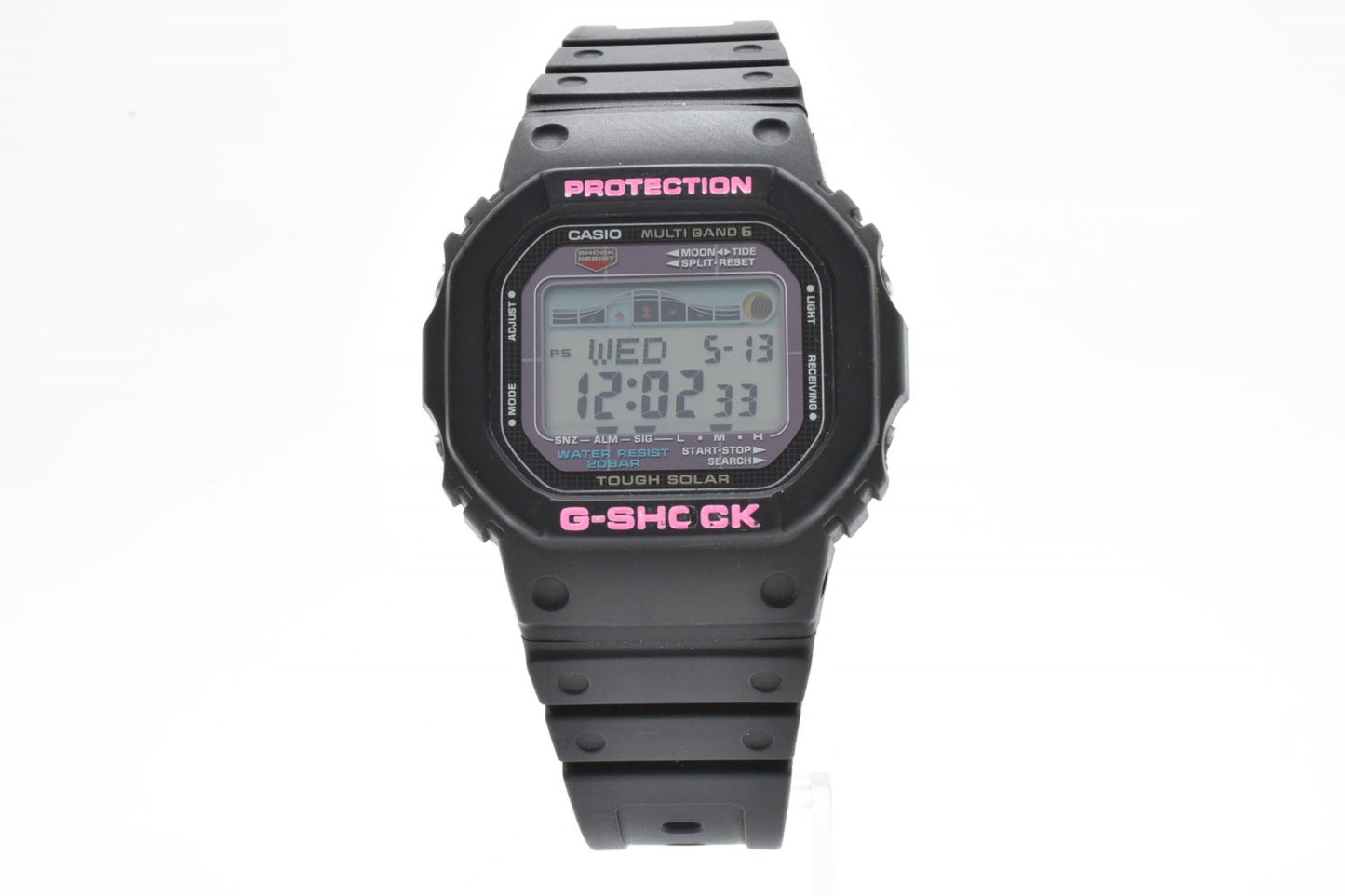 CASIO G-SHOCK GWX-5600 電波ソーラー デジタル メンズ 腕時計 ブラック ピンク スクエアフェイス