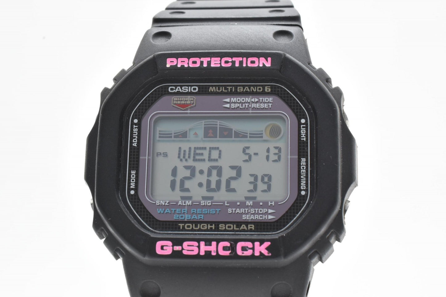 CASIO G-SHOCK GWX-5600 電波ソーラー デジタル メンズ 腕時計 ブラック ピンク スクエアフェイス
