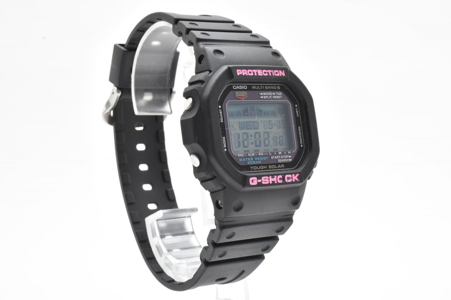 CASIO G-SHOCK GWX-5600 電波ソーラー デジタル メンズ 腕時計 ブラック ピンク スクエアフェイス