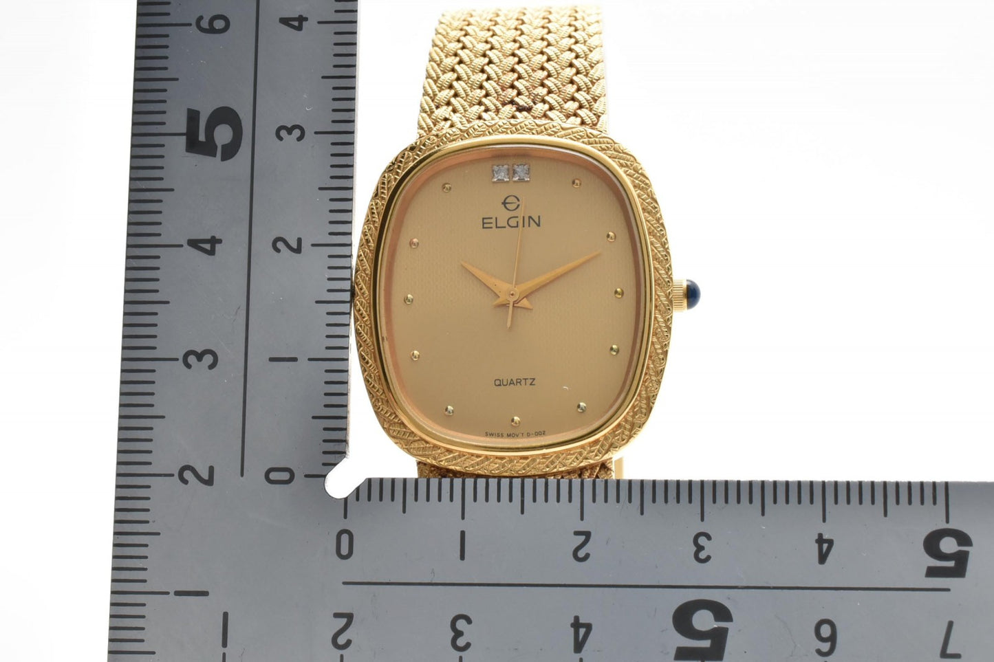 ELGIN エルジン ヴィンテージ クオーツ 腕時計 ゴールドカラー メッシュブレス オーバルフェイス GP レディース