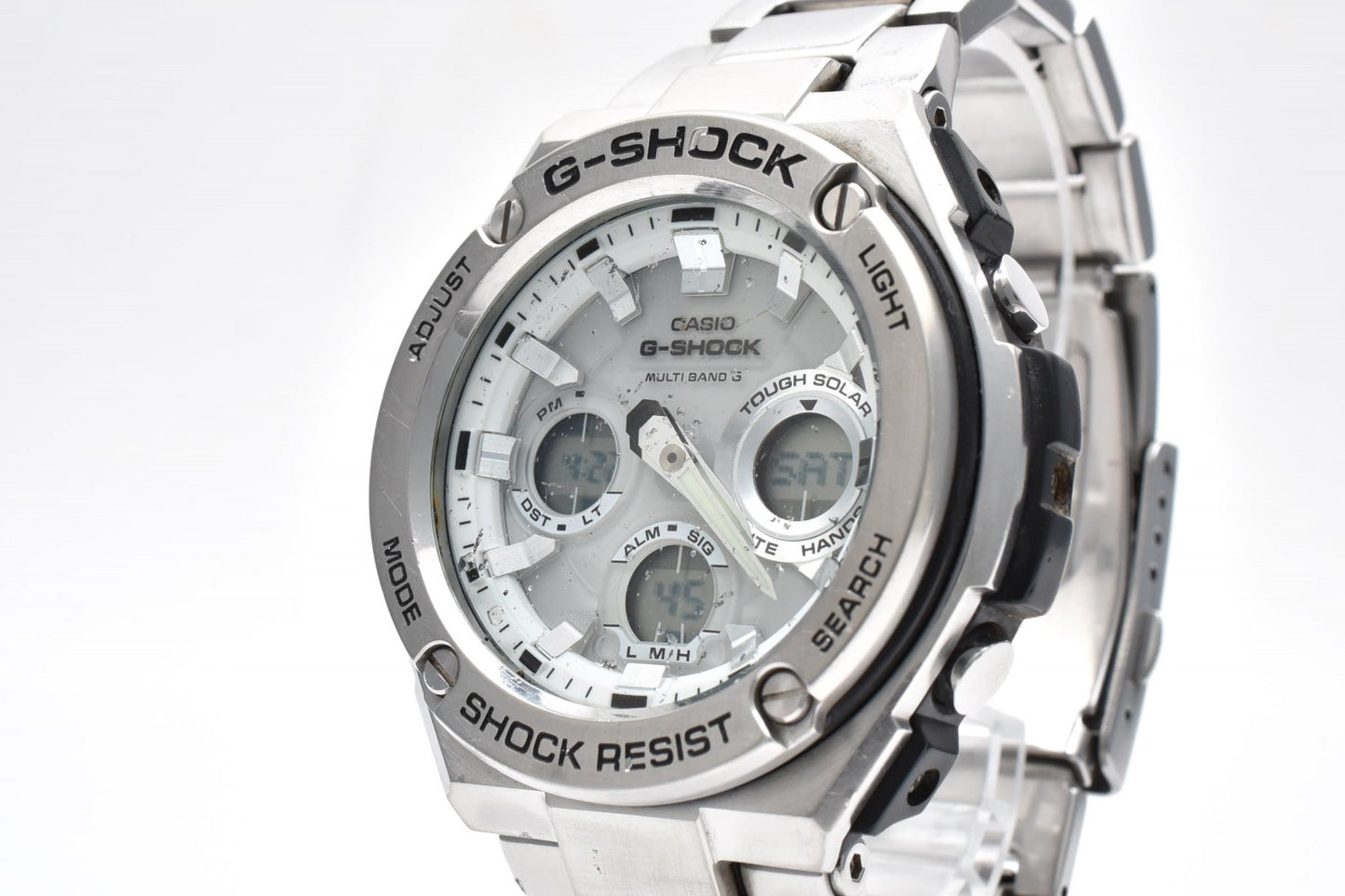 カシオ CASIO G-SHOCK GST-W110D G-STEEL 電波ソーラー メンズ 腕時計 ホワイト文字盤
