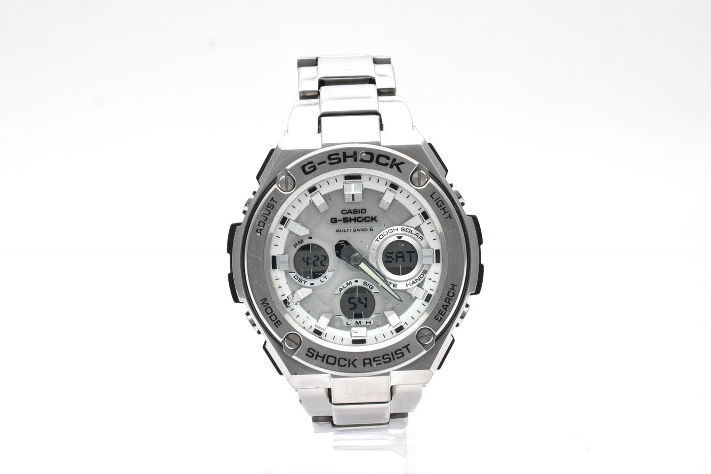カシオ CASIO G-SHOCK GST-W110D G-STEEL 電波ソーラー メンズ 腕時計 ホワイト文字盤